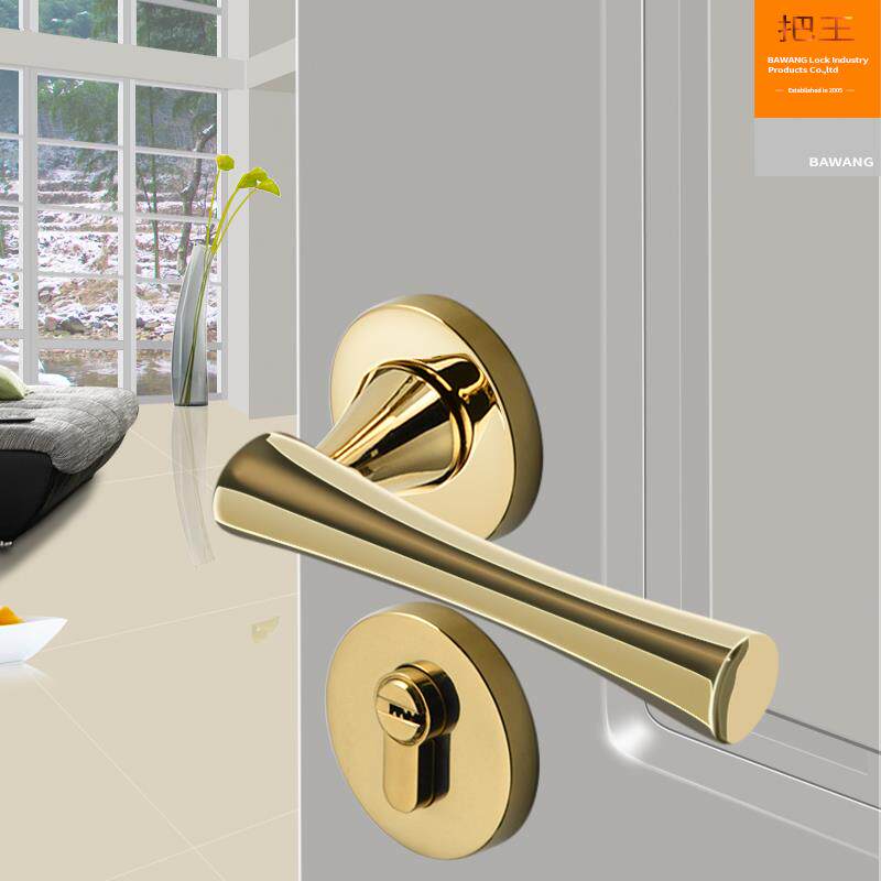 金色门锁室内卧室房门把手锁磁吸静音家用实木门亮金分体执手锁