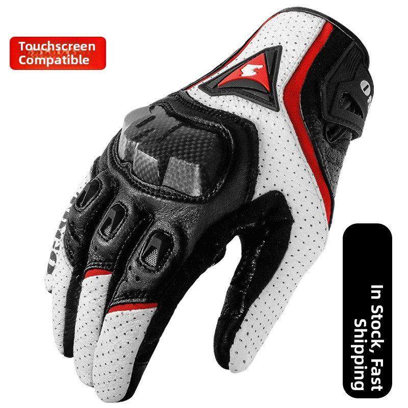 摩托车手套夏季骑行机车防滑触屏手套男防摔碳纤维耐磨透气四季款