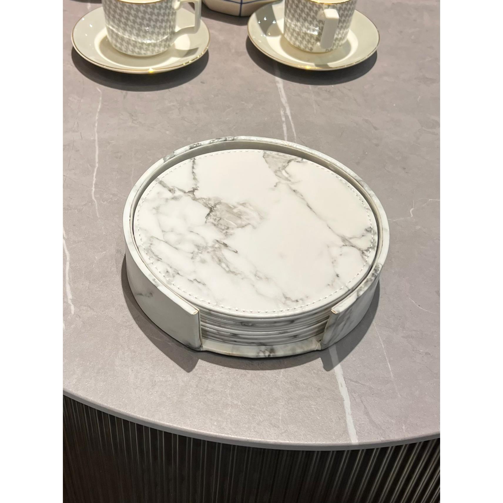 隔热垫碗垫家用餐桌垫圆形大杯垫加厚皮革防水耐热防烫18cm6片装