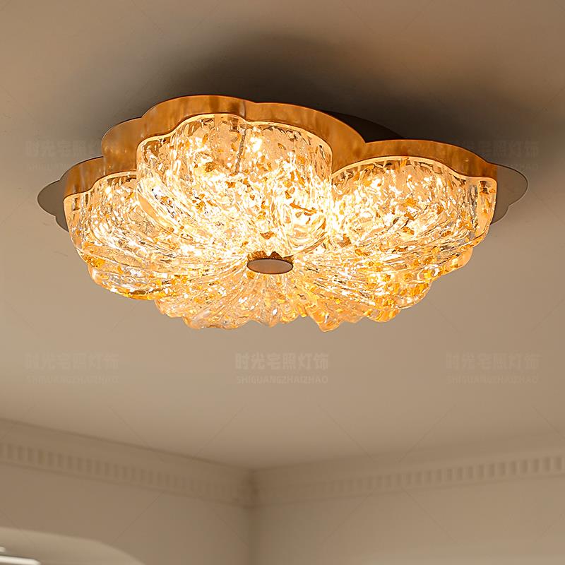 时光宅照中古风卧室吸顶灯金箔花瓣创意花朵宋氏美学房间主卧灯具