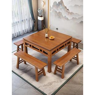 八仙桌实木方形古色古香中式餐桌乡村老式中殿家庭餐厅餐桌