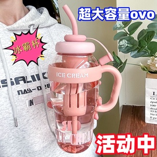 高颜值水杯运动水杯可爱风办公室少女吸管杯防漏 吨吨杯网红款