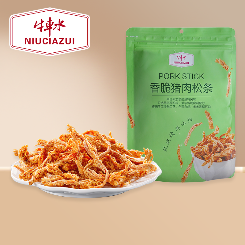 牛车水新加坡风味香脆猪肉松条90g靖江特产原味猪肉干肉类零食品,零食/坚果/特产,猪肉类,淘宝优惠券,粉丝福利购,淘宝优惠卷