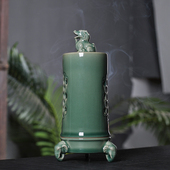 热销陶瓷纯手工刻花香炉家用室内沉香立式 熏香线香插香座摆件盘香