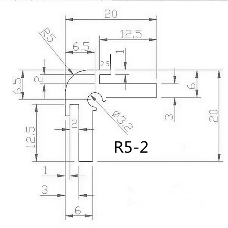 热销R5-2机箱角铝铝材2毫米卡槽圆弧铝型材插2铝板机柜机箱配件切
