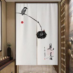 简约半帘隔断帘茶室书房遮挡帘玄关过道布帘半截 禅意布艺门帘中式