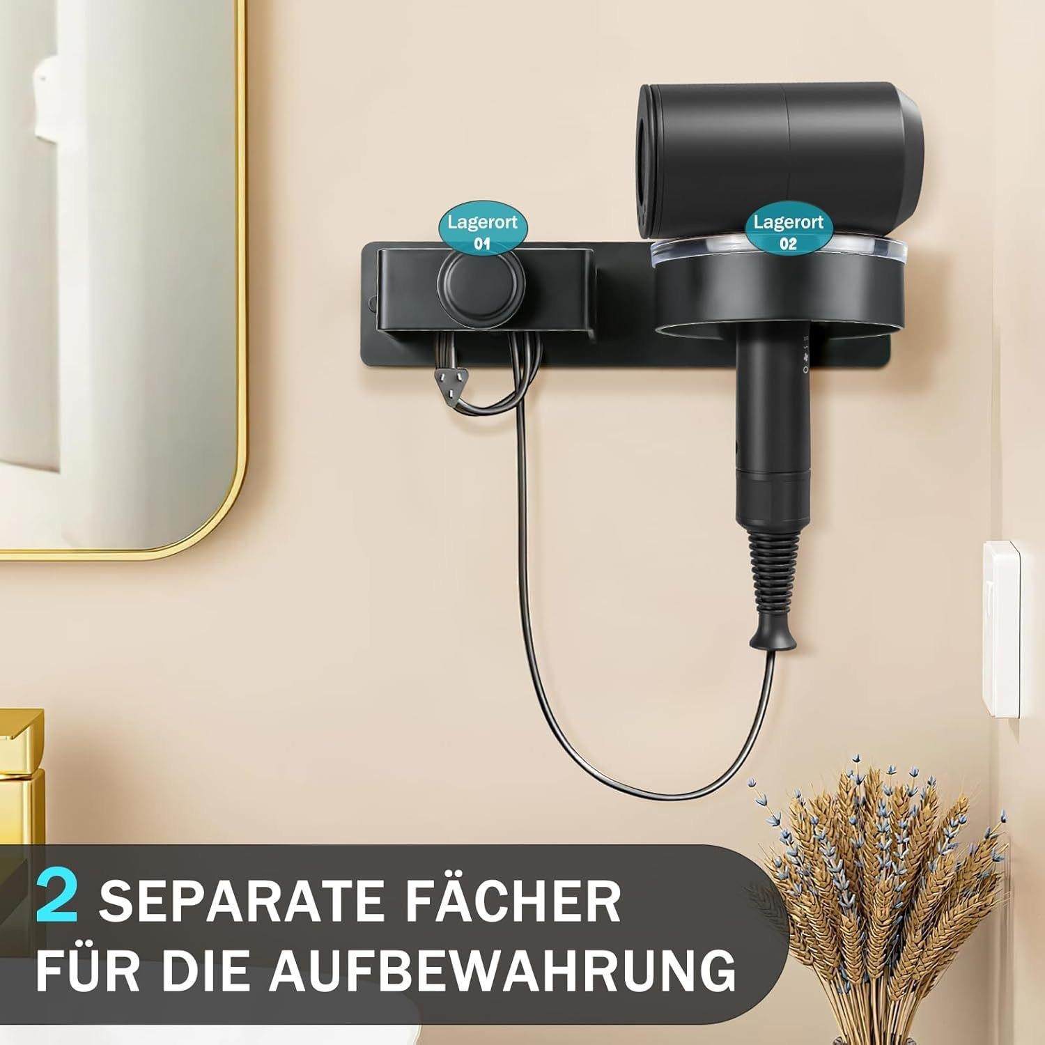 跨境吹风机置物架免打孔电吹风发器支架卷发棒美发工具收纳架风筒