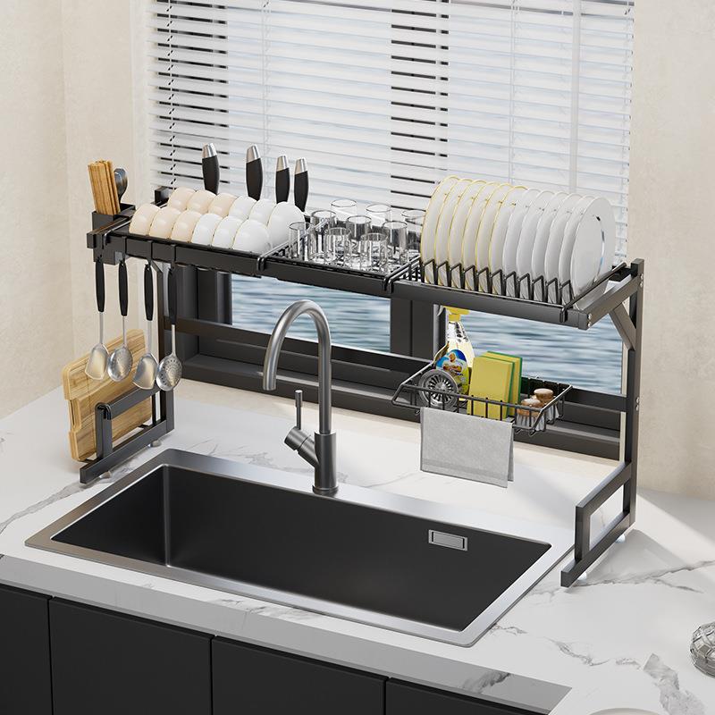 亚马逊厨房水槽置物架多功能洗碗架子水池放碗碟盘收纳碗架沥水架