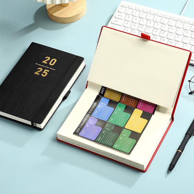 跨境2025日程本Planner硬面带笔插英文笔记本创意亚马逊日记本子