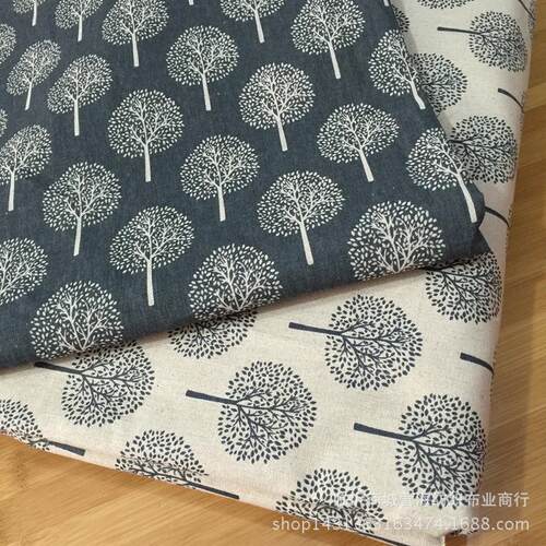 厂家直销、亚麻布料 麻布印花 发财树 背景 工艺品里子