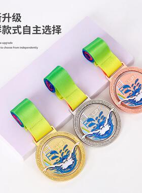 定制运动会游泳比赛奖牌金牌制作儿童奖章比赛挂牌奖杯纪念定做