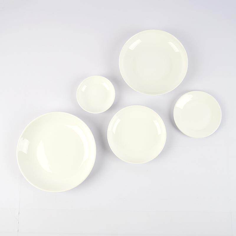 厂家白色陶瓷水碟四寸五寸八寸书法盛墨碟水彩绘画颜料调色盘