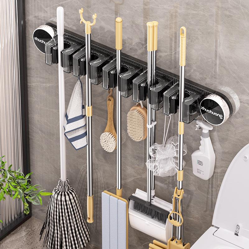 吸盘拖把夹壁挂免打孔厕所墙上门后扫把拖布固定器卡扣收纳置物架