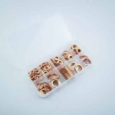 铜垫片200PCS紫铜油封垫片盒装垫片平垫圈组合套装密 封铜垫圈