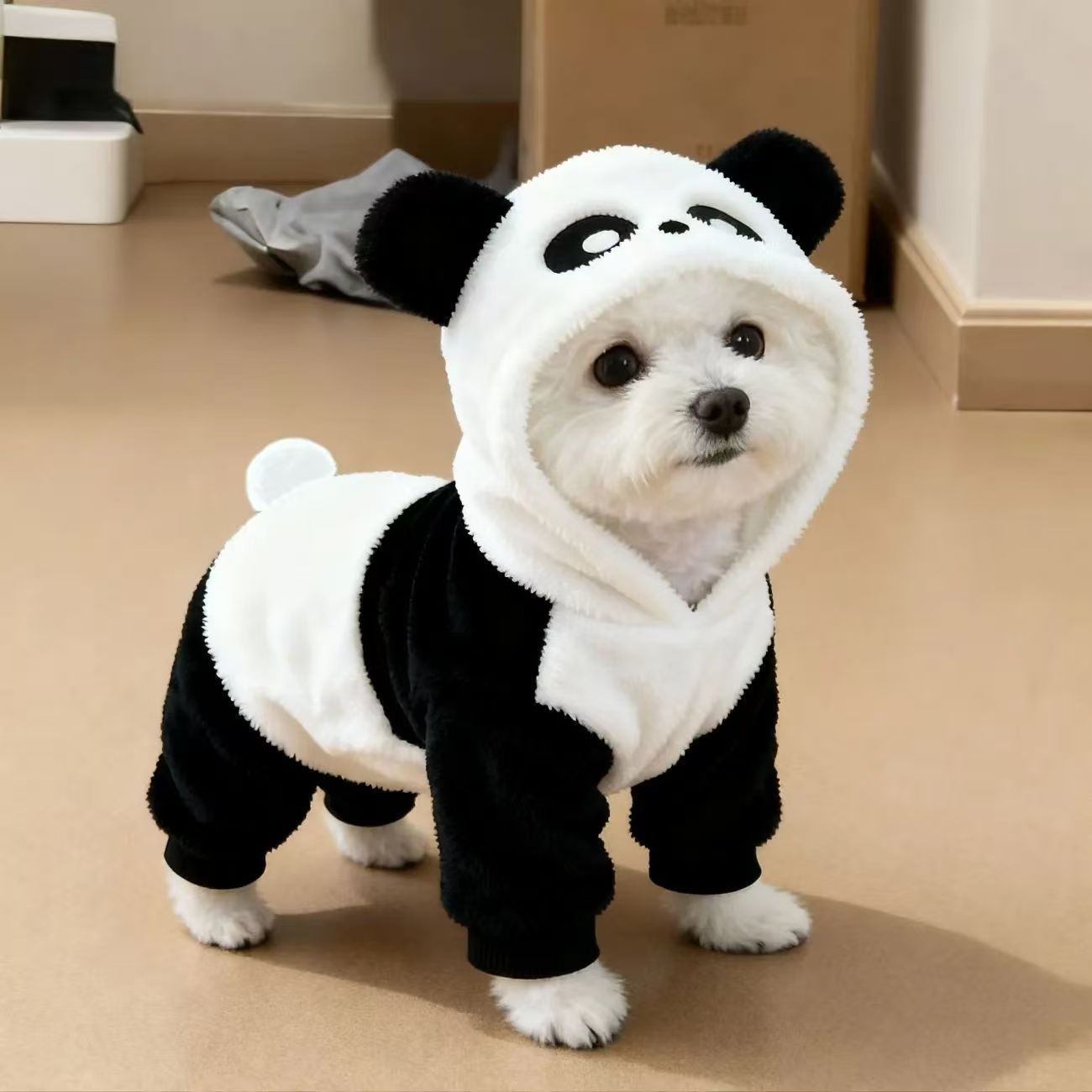 熊猫四脚衣秋冬可爱保暖泰迪比变身狗狗小型衣服加绒博美猫咪衣服