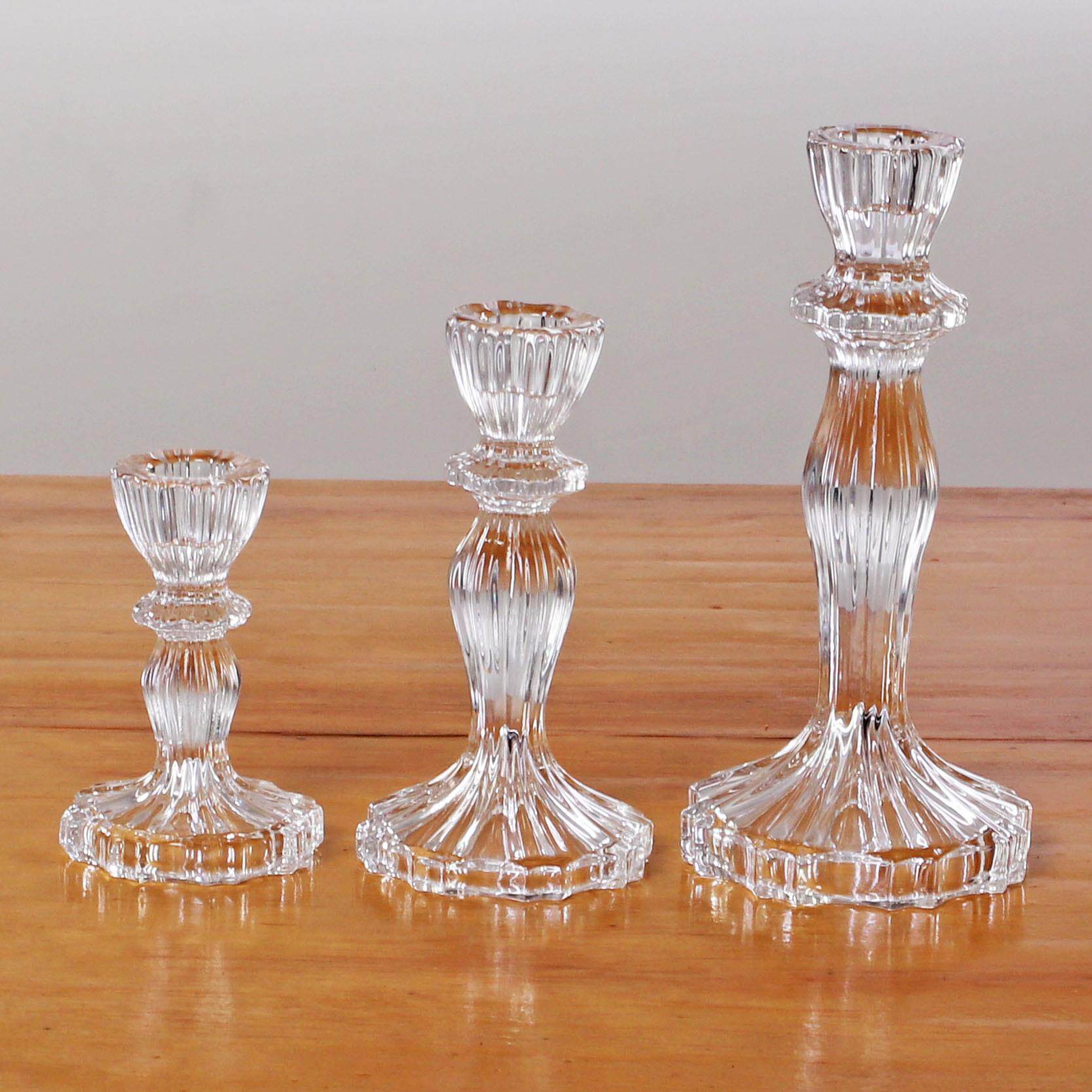 轻奢杆蜡玻璃烛台复古浪漫餐桌烛光晚餐水晶蜡台简约装饰品摆件