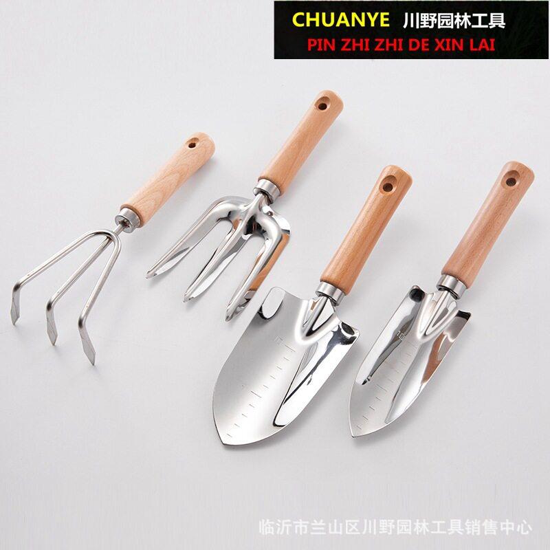源头货不锈钢铲儿童铲园艺铲泥铲木柄不锈钢花铲刻度铲 园林工具