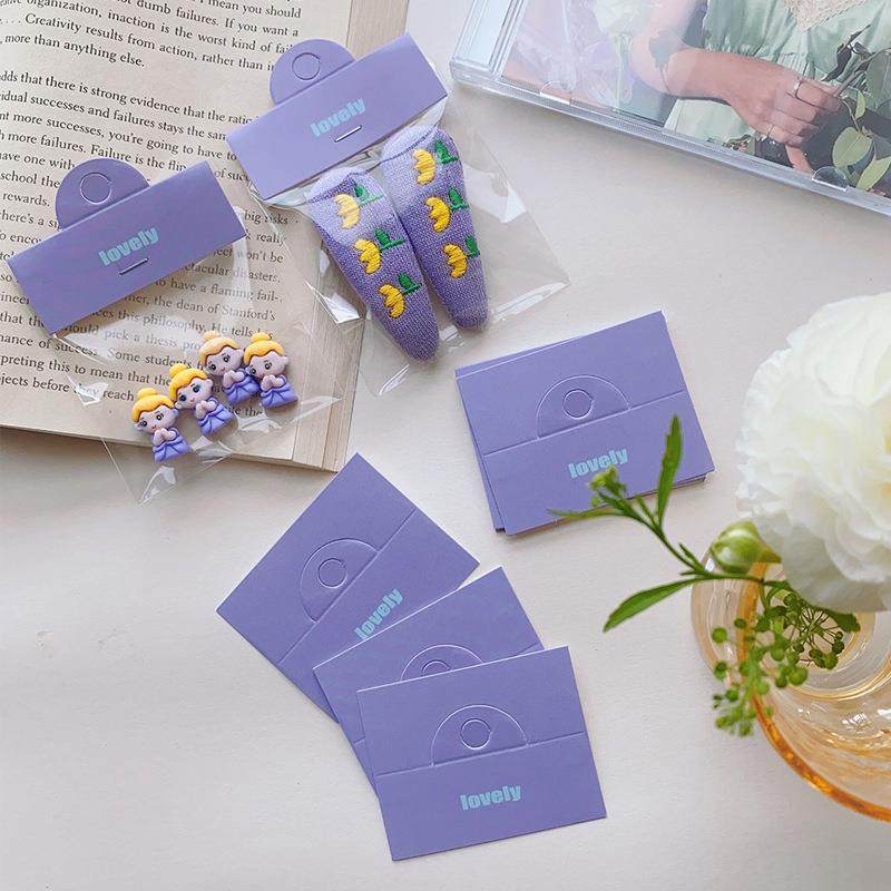 百张6.3×3.8直播间发饰品包装领结对折卡纸小花卡片卡通发夹卡