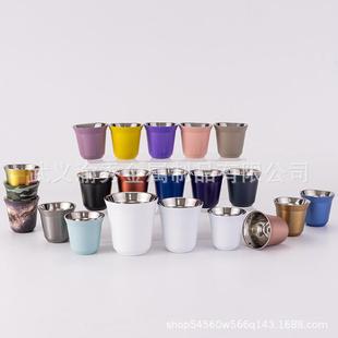 不锈钢304咖啡杯双层小酒杯意式浓缩咖啡杯隔热杯80ml160ml250ml