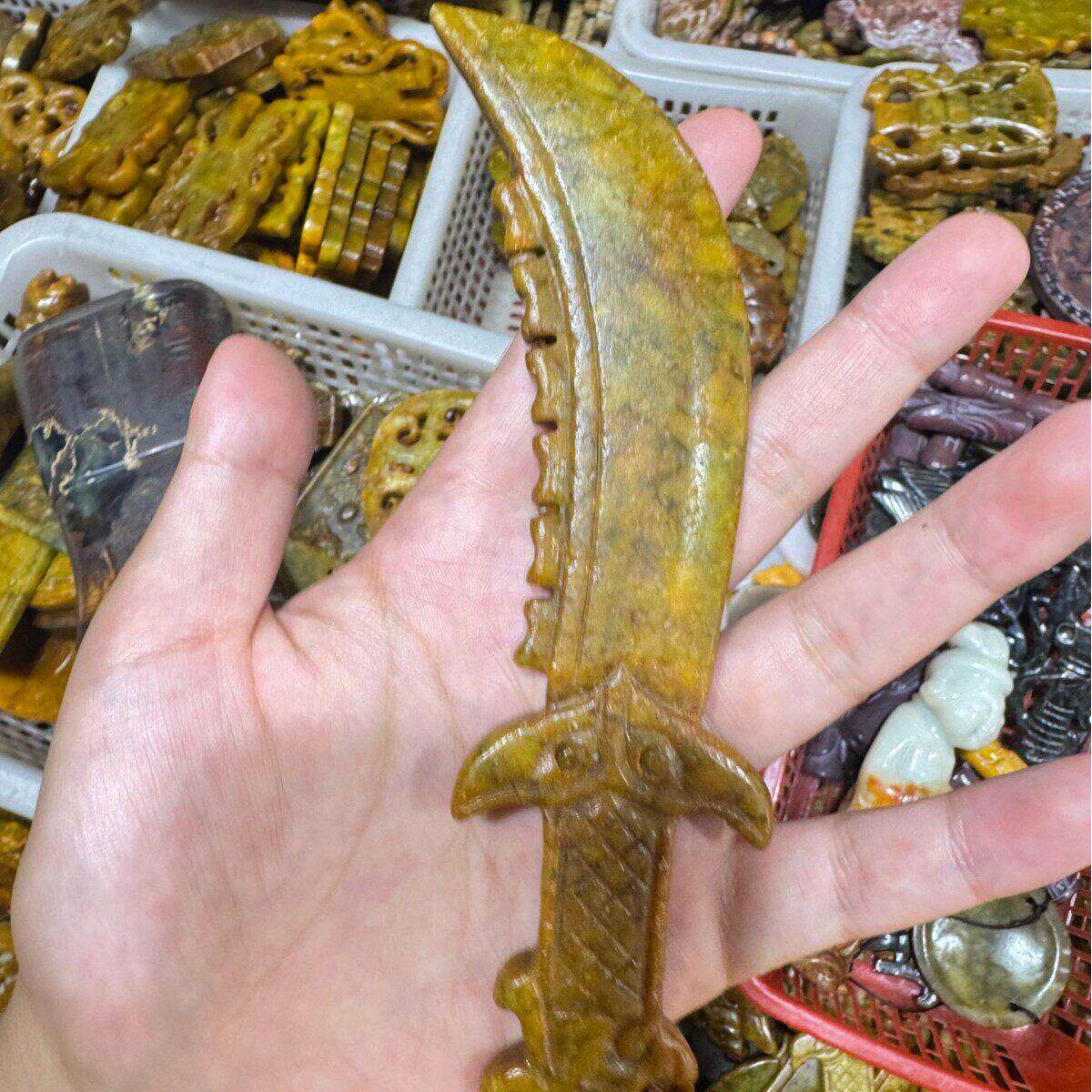 古玉老玉玉石岫玉雕刻玉璧古董旧货玉器捡漏物件收藏大刀把件摆件