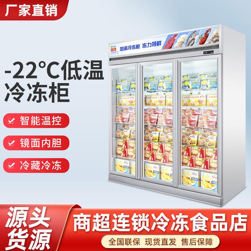 粤冰商用食品肉类冻品餐饮店风冷无霜超市冰柜冰淇淋展示柜冷冻柜