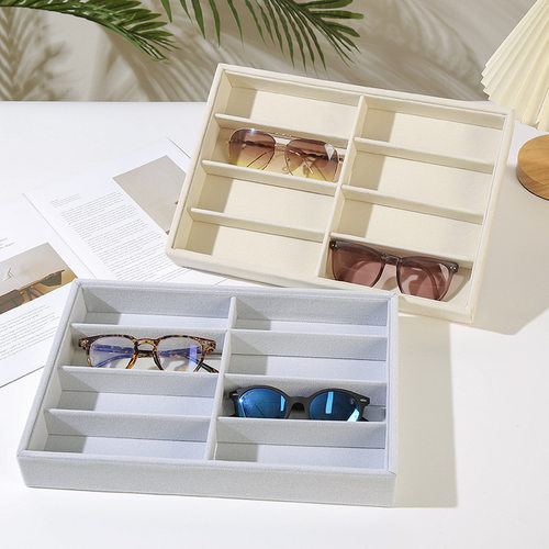 直销绒布8格眼镜展示盒眼镜展示架道具托盘时尚陈列收纳盒