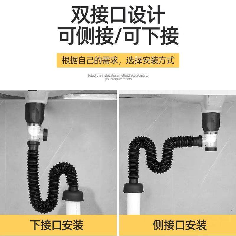 热销仿古枪灰弹跳翻版下水器洗脸盆防臭卫生间横排墙排密封防虫排