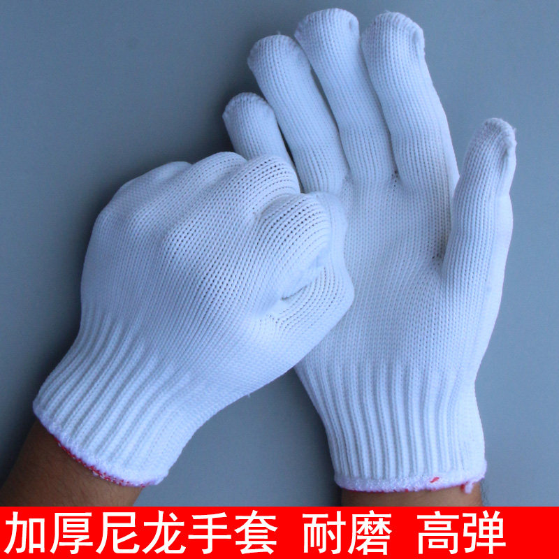热销尼龙手套600-900克棉纱手套耐磨加厚白线手套防护手套劳保手