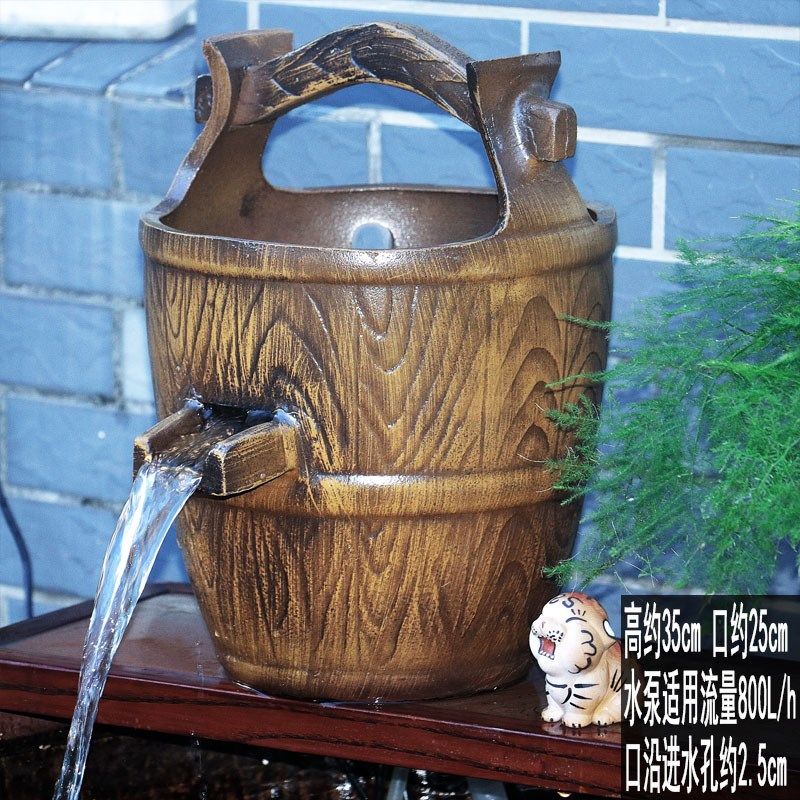 热销大号陶瓷陶罐流水过滤生态养鱼低吸水泵复古水培盆瀑布鱼缸摆