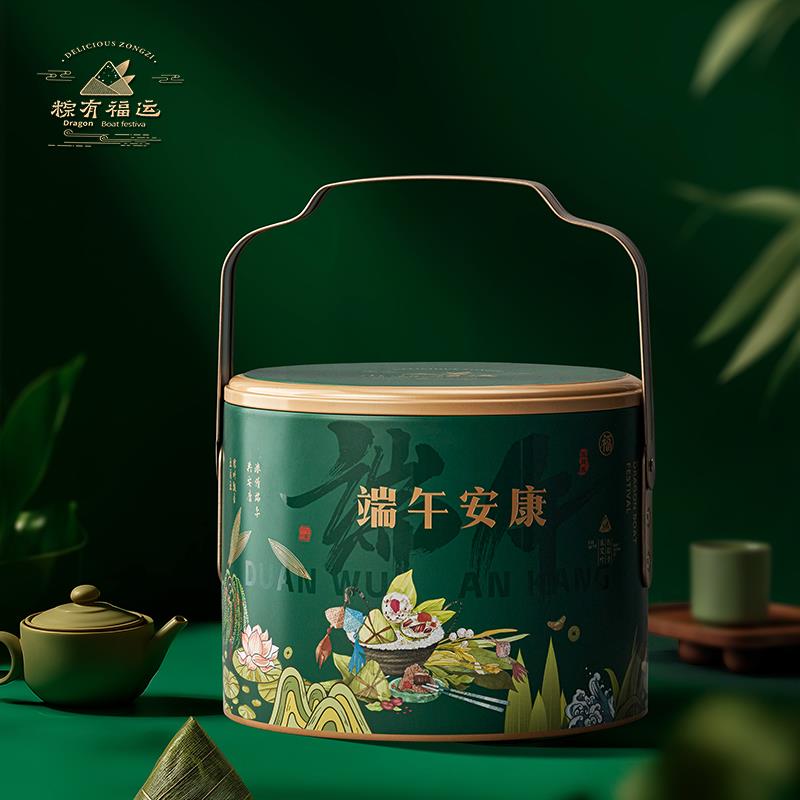 热销新款端午节手提礼盒包装盒铁盒空盒端午节送礼粽子包装盒空礼