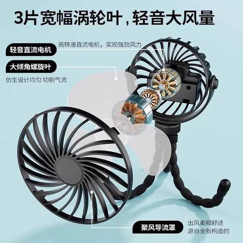 热销婴儿车风扇宝宝专用推车风扇八爪鱼便携式迷你手持USB宝宝外