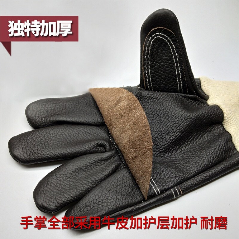 热销船员皮手套防割伤耐磨加托皮手套海员皮手套劳保作业短电焊工
