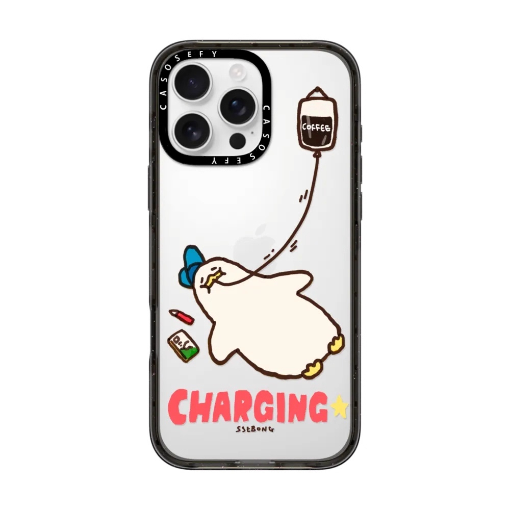 CASE慵懒咖啡输液鸭鸭SSEBONG苹果手机壳iphone11 12 13 14 15 16promax新款外壳高级感小众磁吸2025网红爆款
