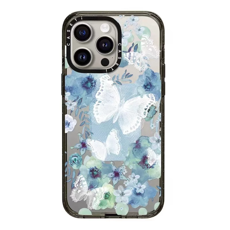 caseti联名蓝莓花朵花彩蝴蝶fy苹果手机壳iphone11 12 13 14 15 16promax磁吸新款2025网红爆款全包保护套