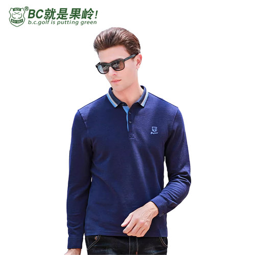 B·C·GOLF男款长袖翻领体恤
