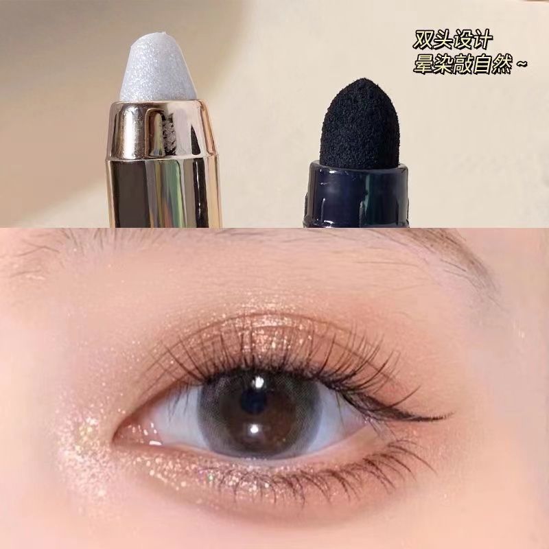 6色金管懒人眼影笔女亮闪闪不晕染单色提亮眼影棒卧蚕笔双头两用