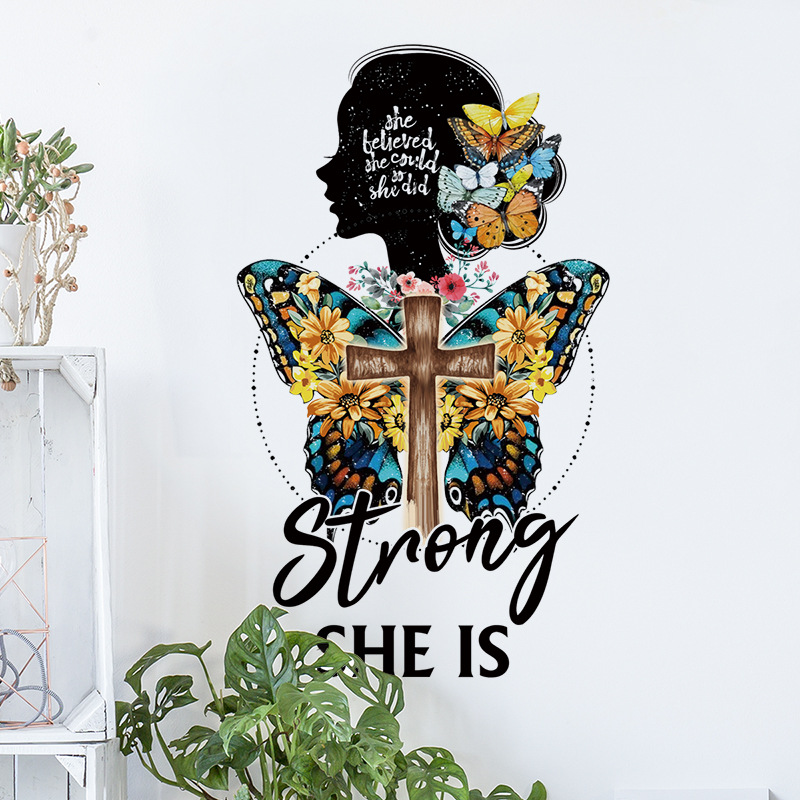 Butterfly Flower Wall Stickers Figure Silhouette Room Door