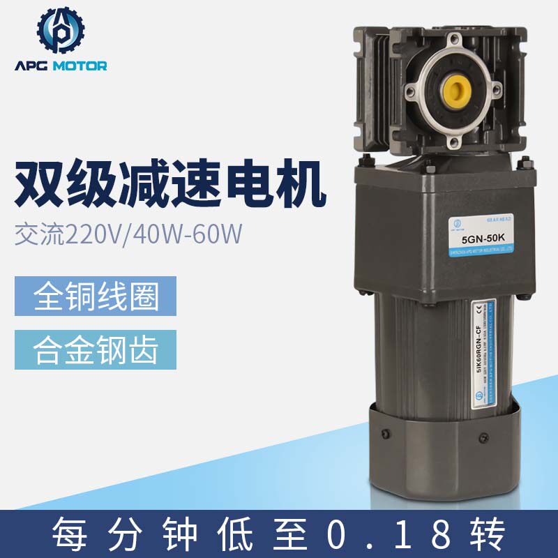 极速交流220V双级齿轮减速电机低速40W60WRV40RV63自锁涡轮蜗杆调