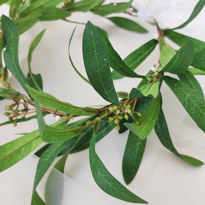 森系欧美希腊女神柳叶绿色橄榄叶花环仿真绿植头饰橄榄枝配饰摄影