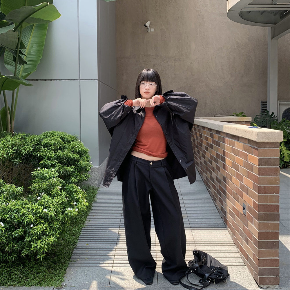 of32 official2025年秋季新款直筒宽松休闲裤女垂坠感阔腿长裤