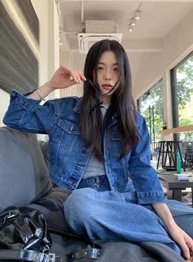 of32 officia2025新款美式高街设计感牛仔外套女高级感蓝色夹克