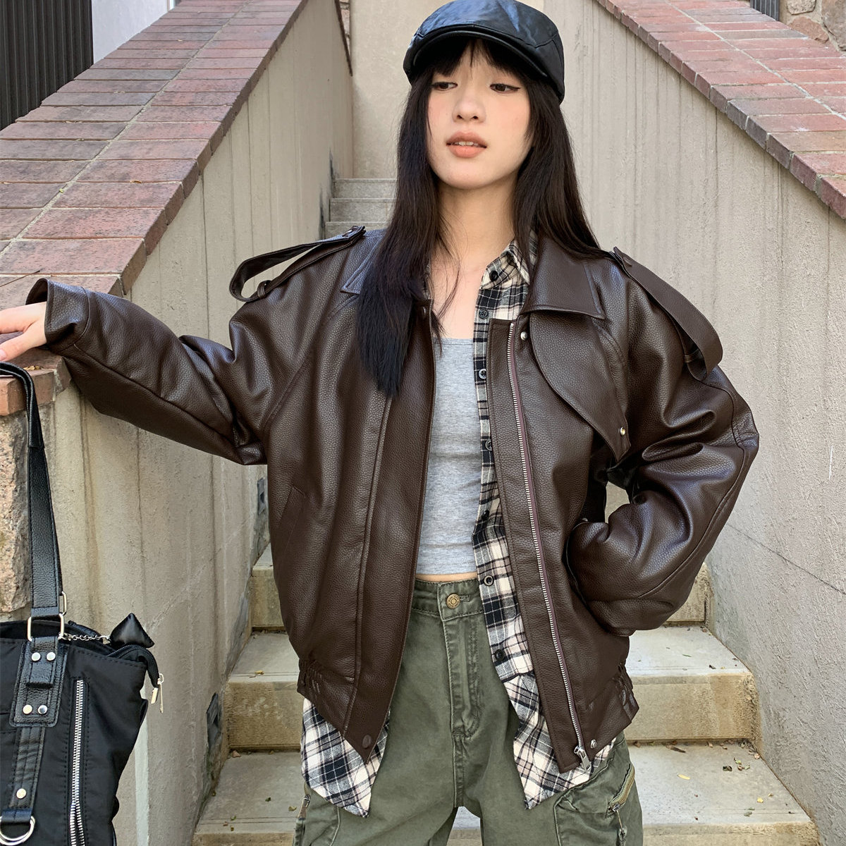 of32 official2025秋季新款设计感小众皮衣外套女酷飒风长袖上衣