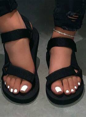 2022 New Women Summer Soft Slip Sandals Woman Buckle Strap F