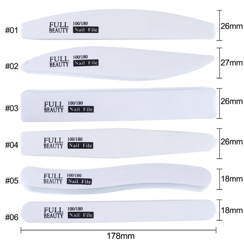 5Pcs/Lot White Nail Files 100/180 Grit Buffer Block Set Buf