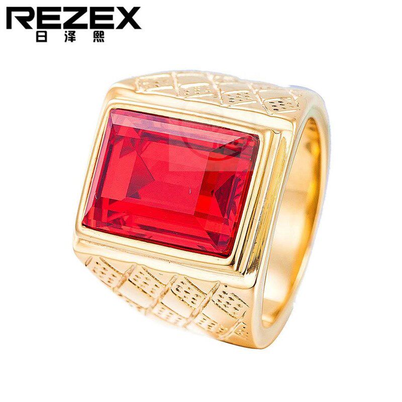 -R0178-NK03 Personality Fashion Gold Sapphire Titanium Steel