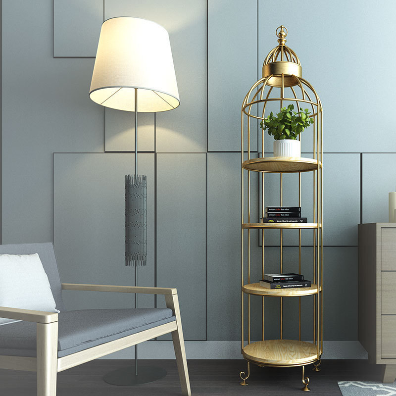北欧创意装饰鸟笼置物架 客厅室内铁艺多层花架 阳台铁艺绿植架子