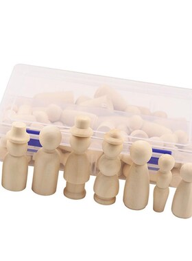 55pack Blank Wood Peg Doll Tiny Wooden People DIY Painting W
