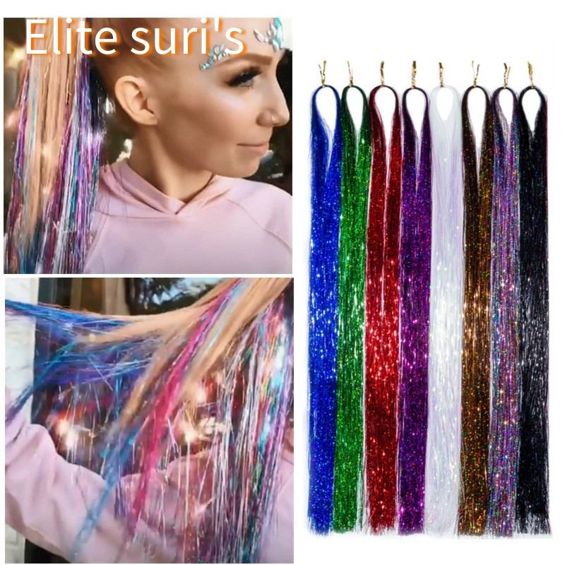 Sparkle Shiny Hair Tinsel Rainbow Silk Hair Extensions Dazzl