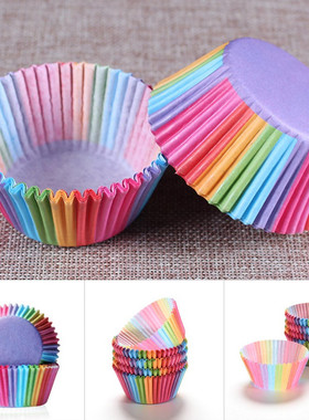 Rainbow color, 100pcs paper cupcake, cake box cap, grease-