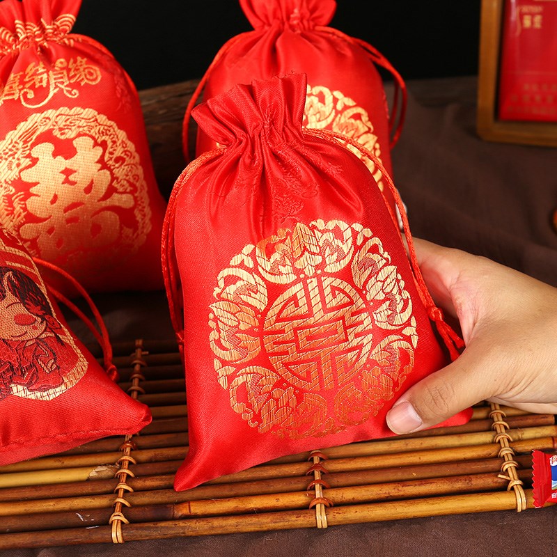 结婚喜糖袋子创意喜糖盒锦缎糖果袋中国风手提糖袋婚庆用品回礼袋